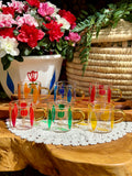 transparent cups with yellow handle
