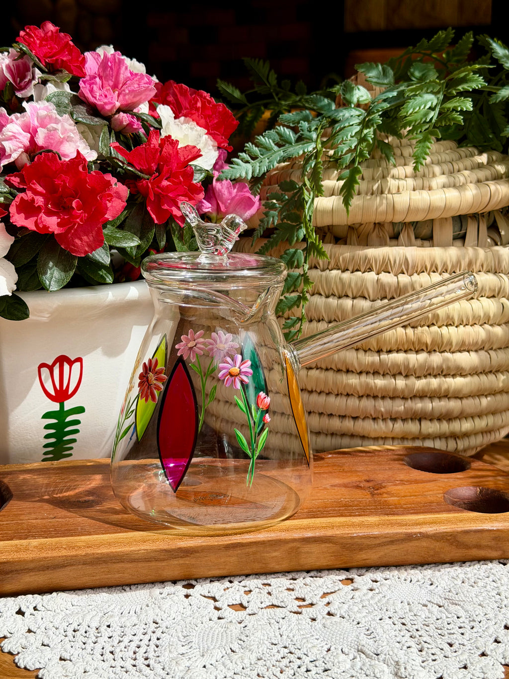 Tulip floral coffee pot