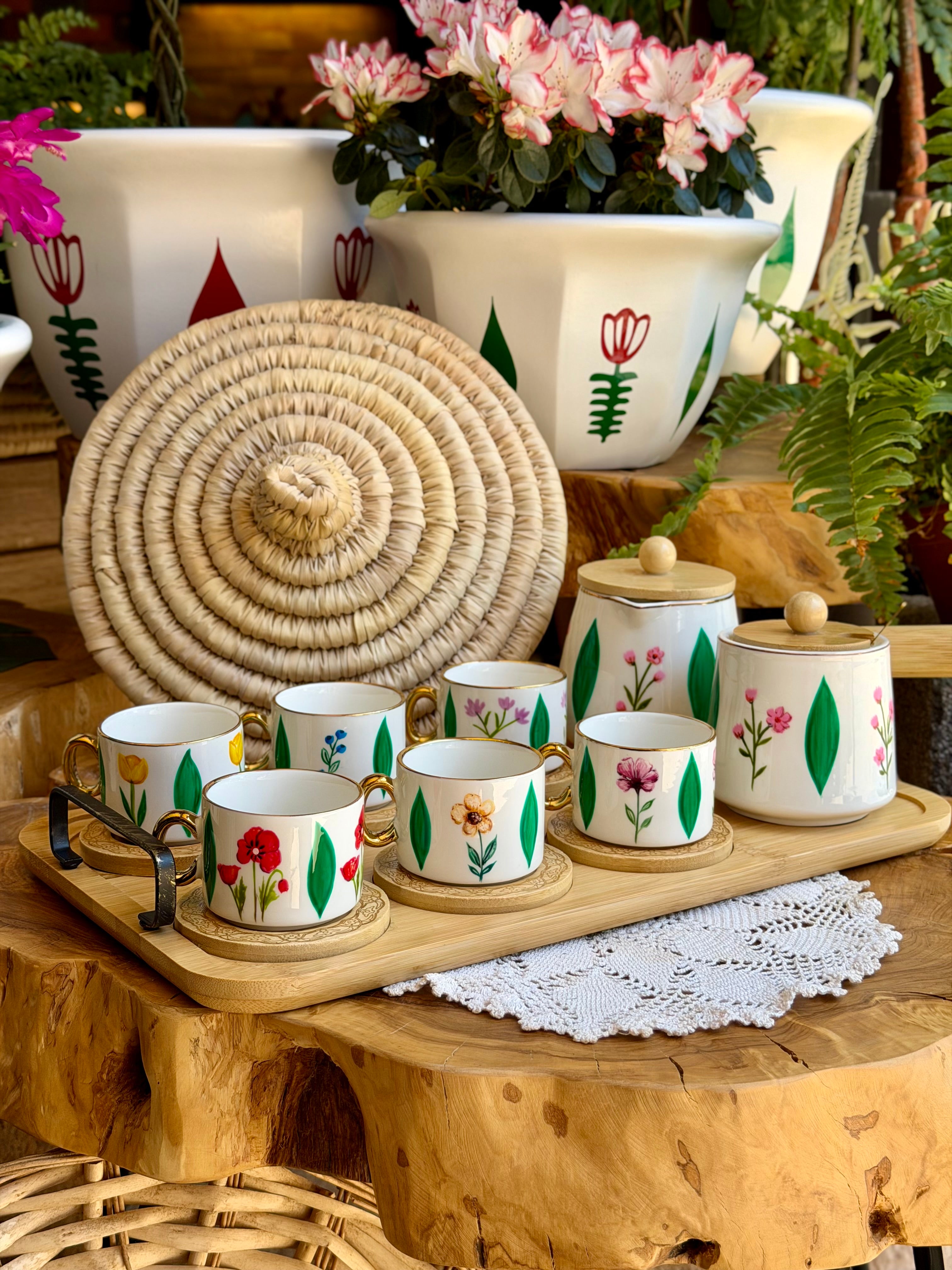 Floral Tulips Coffee Set
