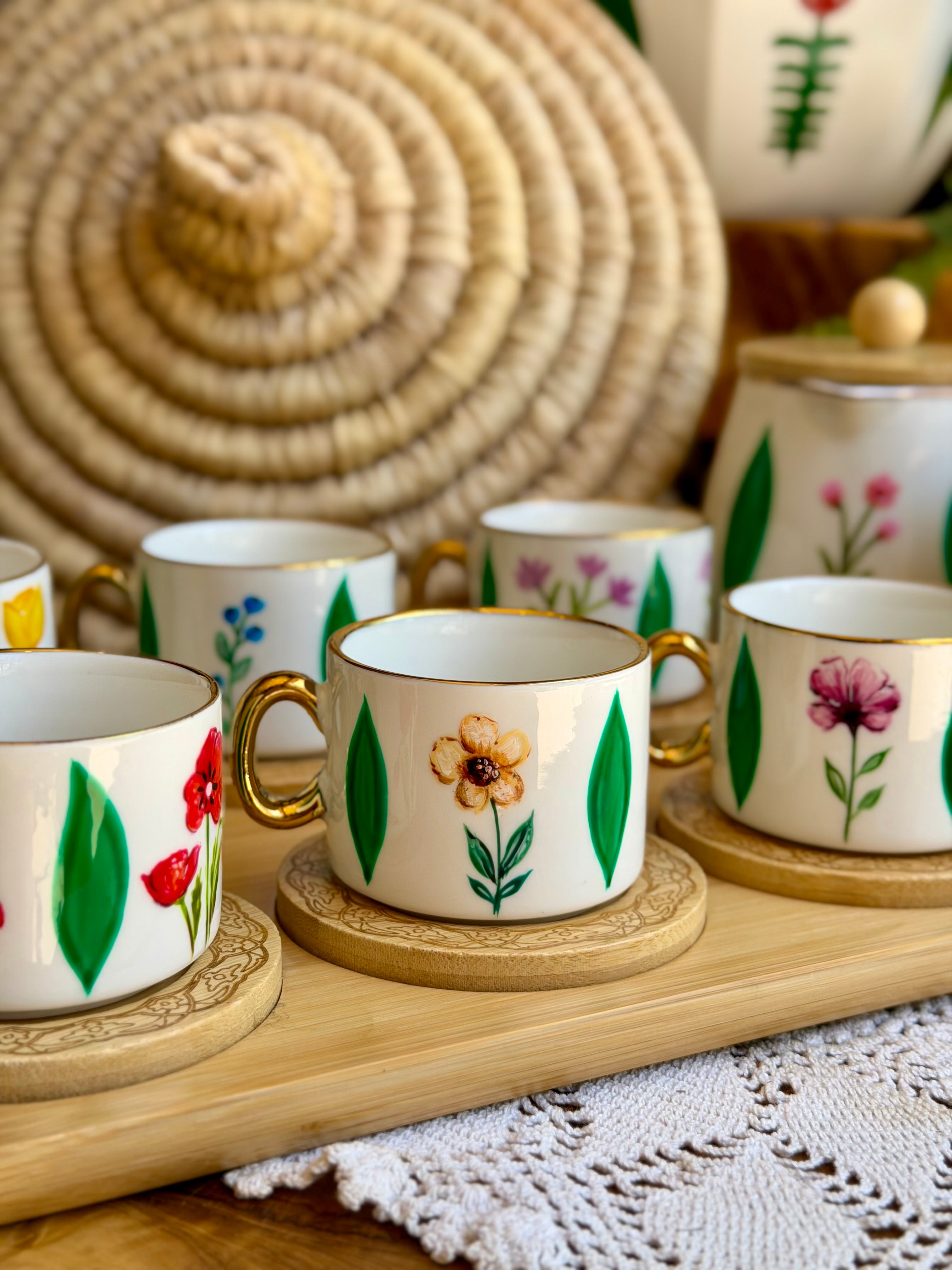 Floral Tulips Coffee Set