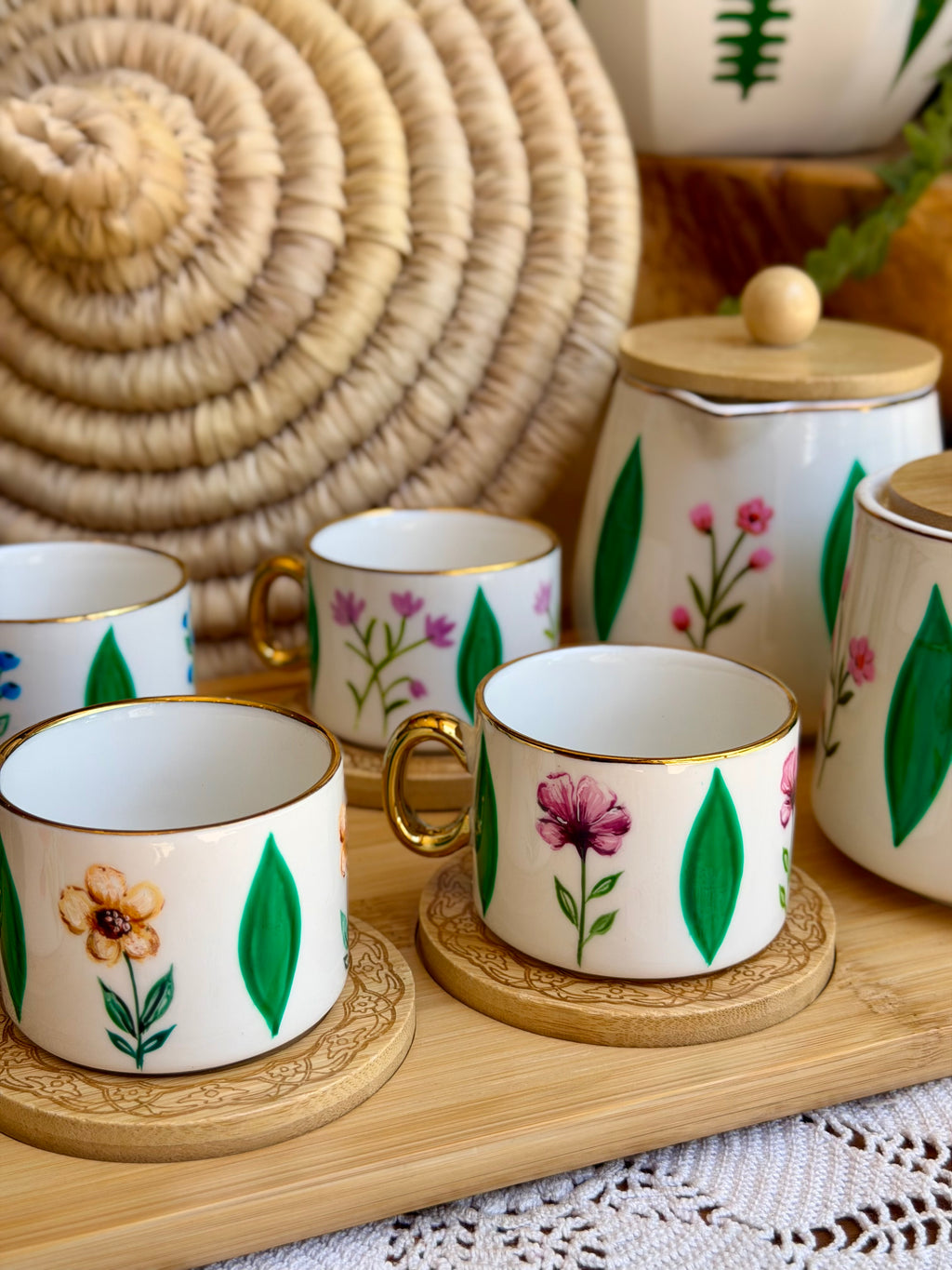 Floral Tulips Coffee Set