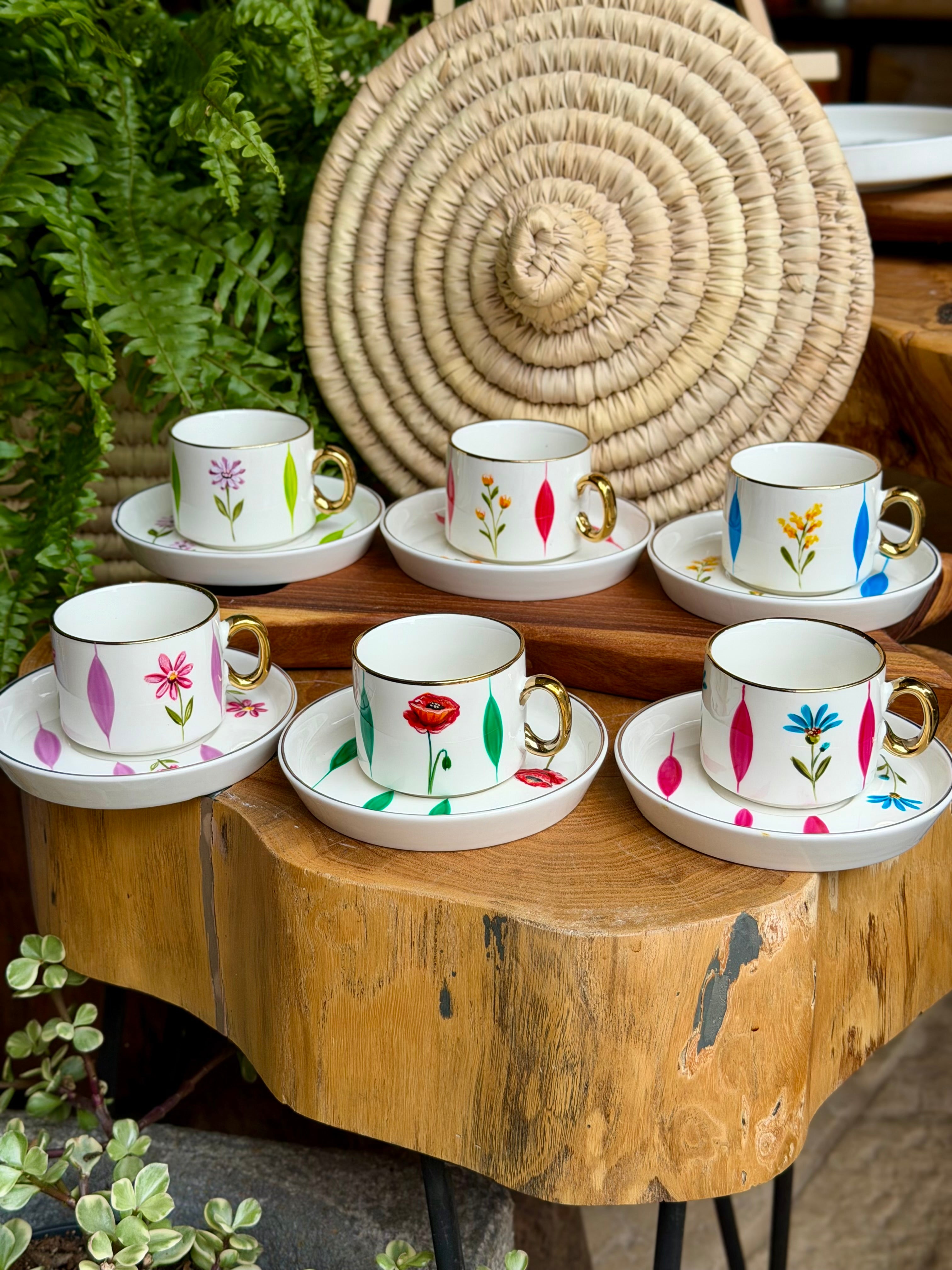Floral coffee cups & saucers