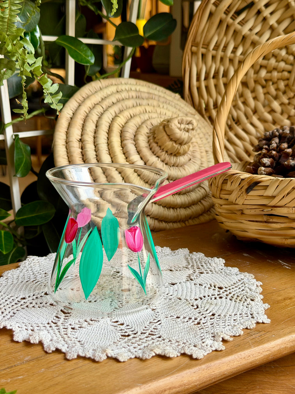 transparent floral coffee pot stainless hand
