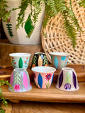 Multicolored shafe cups Floral collection
