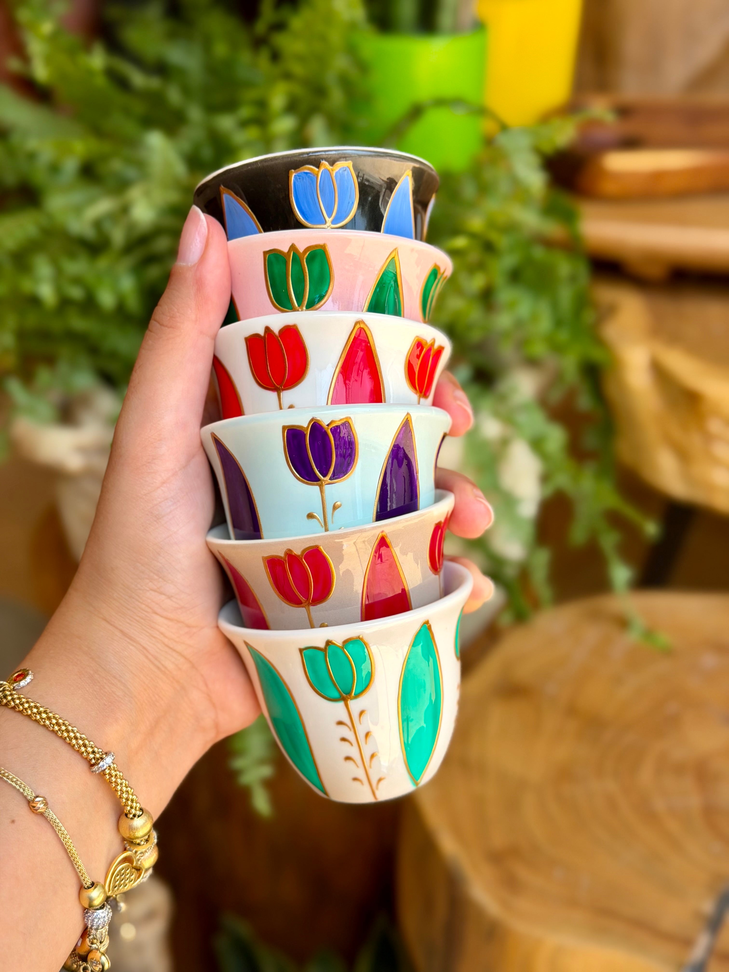 Multicolored shafe cups tulips collection