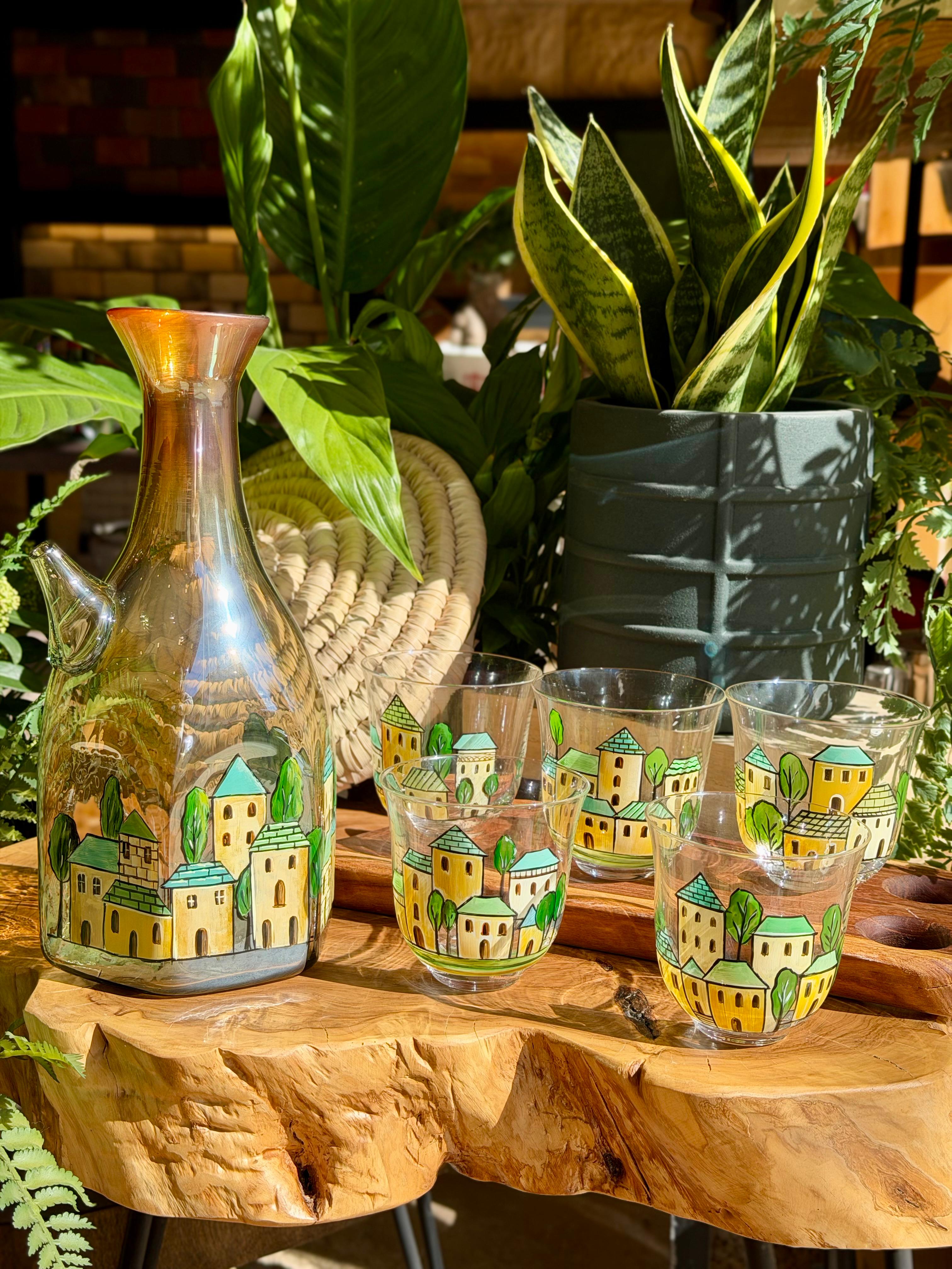 Golden village carafe set