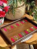 wood tray tulip pink