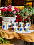 Blue & Yellow tulips ceramic coffee set