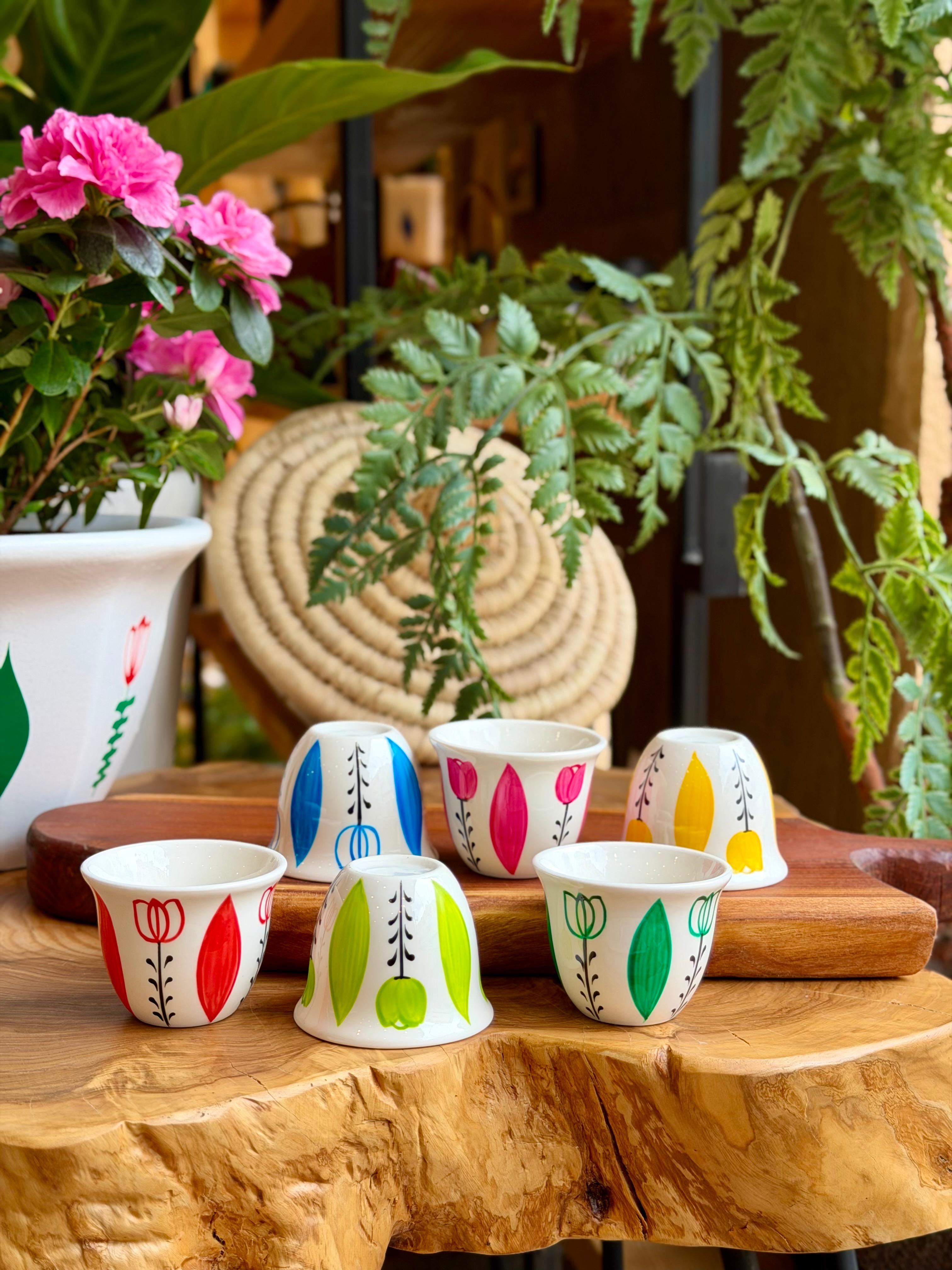 ceramic shafe coffee cups Tulip collection
