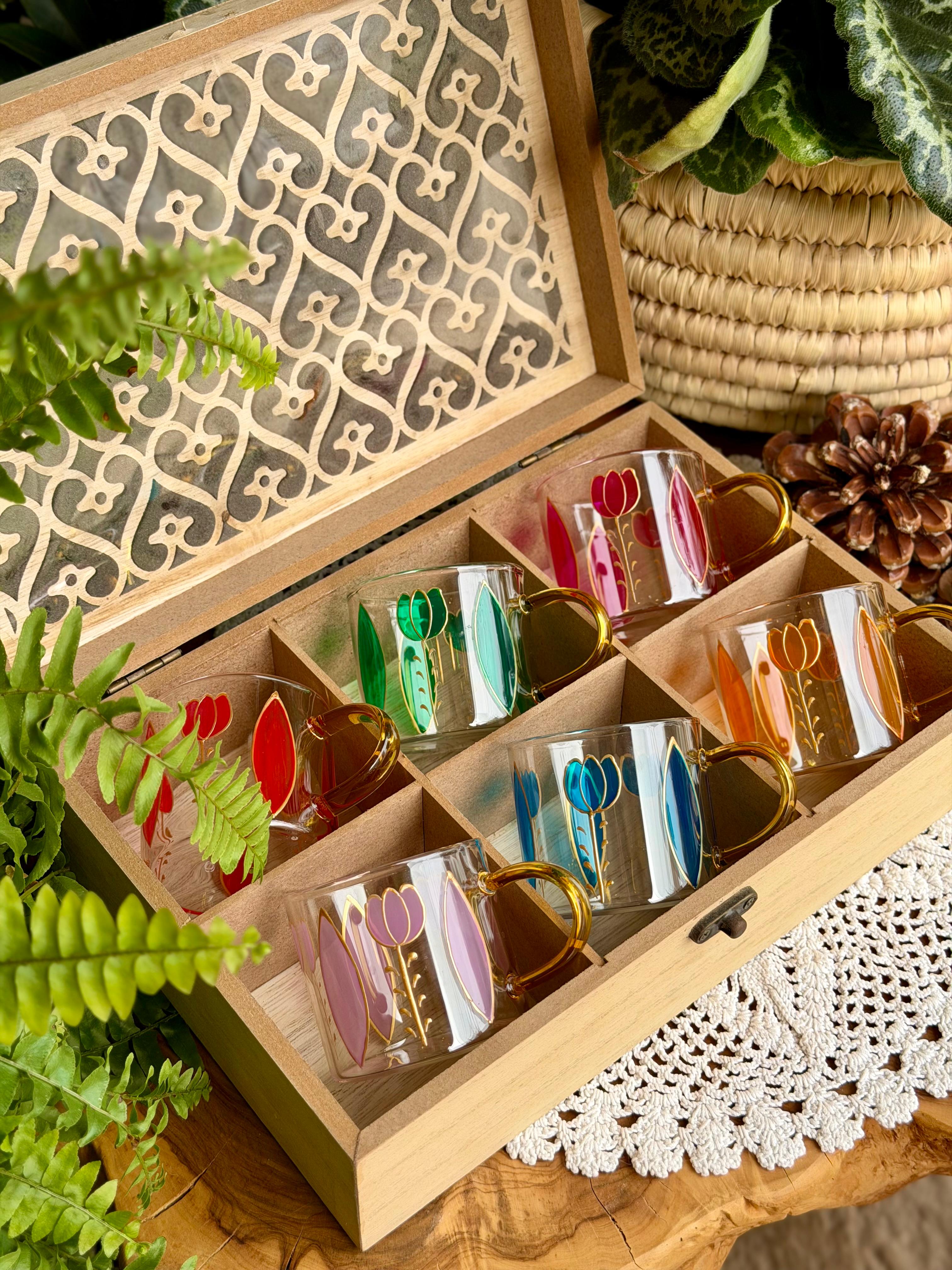 transparent cups with handle Tulip